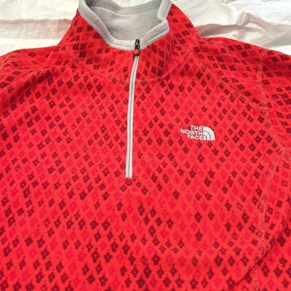 The north face red with diamonds fleece quarters zip size large - Picture 4 of 9